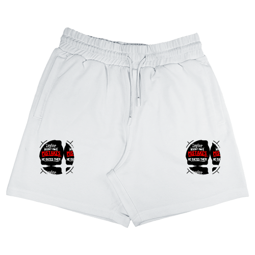 Terry Shorts | Unisex | 260 GSM Terry Cotton | Adjustable Drawcord & Slip-in Pockets | Casual Wear | Personalized | DTG | Bold Typography | Humor | Relationships | Everyday | Humorous - left pocket - White - mockup 1