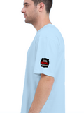 Terry Oversized Tee | Unisex Relaxed Fit | 260 GSM Cotton Blend | Ultra-Soft, Breathable, Drop Shoulder | Personalized | DTG | Bold Typography | Humor | Relationships | Everyday | Humorous - left sleeve - Baby Blue - mockup 5