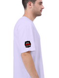 Terry Oversized Tee | Unisex Relaxed Fit | 260 GSM Cotton Blend | Ultra-Soft, Breathable, Drop Shoulder | Personalized | DTG | Bold Typography | Humor | Relationships | Everyday | Humorous - right sleeve - Lavender - mockup 6