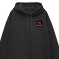 Oversized Hoodie | Relaxed Fit Unisex | 400 GSM Cotton Blend | Pre-Shrunk Drop Shoulder | Adults | Personalized | DTG | Bold Typography | Humor | Relationships | Everyday | Humorous - left pocket - Black - mockup 3