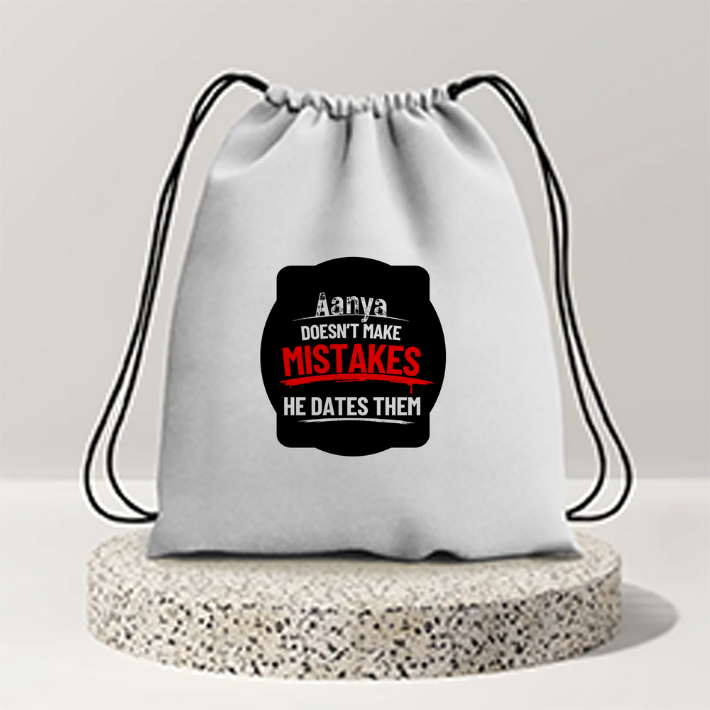 Drawstring Bag | Unisex | 280 GSM Cotton | Secure Drawstring Closure, Heavy-Duty | Everyday Carry | Personalized | Embroidery | Bold Typography | Humor | Relationships | Everyday | Humorous - front - mockup 1