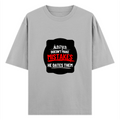 Oversized Standard T-Shirt | Relaxed Fit Unisex | 100% Super Combed Cotton DTG Print | Soft Durable Breathable | Adult | Personalized | DTG | Bold Typography | Humor | Relationships | Everyday | Humorous - front - Grey Melange - mockup 1