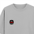 Oversized Standard T-Shirt | Relaxed Fit Unisex | 100% Super Combed Cotton DTG Print | Soft Durable Breathable | Adult | Personalized | DTG | Bold Typography | Humor | Relationships | Everyday | Humorous - left pocket - Grey Melange - mockup 3