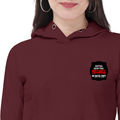 Female Cropped Hoodie | Regular Fit | 320 GSM Bio-Washed Fabric | Double Stitched Seam | Women's | Personalized | DTG | Bold Typography | Humor | Relationships | Everyday | Humorous - left pocket - Maroon - mockup 3