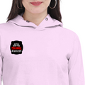 Female Cropped Hoodie | Regular Fit | 320 GSM Bio-Washed Fabric | Double Stitched Seam | Women's | Personalized | DTG | Bold Typography | Humor | Relationships | Everyday | Humorous - right pocket - Light Baby Pink - mockup 4