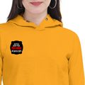Female Cropped Hoodie | Regular Fit | 320 GSM Bio-Washed Fabric | Double Stitched Seam | Women's | Personalized | DTG | Bold Typography | Humor | Relationships | Everyday | Humorous - right pocket - Mustard Yellow - mockup 4