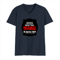 Male V Neck T-Shirt | Regular Fit | 180 GSM Bio-Washed Cotton | DTG Print | Double Stitched Seam | Men | Personalized | DTG | Bold Typography | Humor | Relationships | Everyday | Humorous - front - Navy Blue - mockup 1