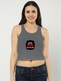 Female Crop Tank | Regular Fit | 180 GSM Bio-Washed Cotton | DTG Print, Double Stitched, Pre-Shrunk | Women's | Personalized | DTG | Bold Typography | Humor | Relationships | Everyday | Humorous - front_2 - Black - mockup 2