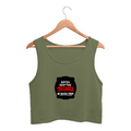 Female Crop Tank | Regular Fit | 180 GSM Bio-Washed Cotton Blend | Pre-Shrunk, Double-Stitched, Color-Fast | Women's | Personalized | DTG | Bold Typography | Humor | Relationships | Everyday | Humorous - front - Olive Green - mockup 1