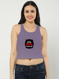 Female Crop Tank | Regular Fit | 180 GSM Bio-Washed Cotton Blend | Pre-Shrunk, Double-Stitched, Color-Fast | Women's | Personalized | DTG | Bold Typography | Humor | Relationships | Everyday | Humorous - front_2 - Purple - mockup 2