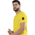 Men's Classic Crew T-Shirt | Regular Fit | 180 GSM Bio-Washed Cotton | DTG Printed | Double-Stitched Seams | Personalized | DTG | Bold Typography | Humor | Relationships | Everyday | Humorous - left sleeve - New Yellow - mockup 5