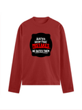 Male Full Sleeve T-Shirt | Regular Fit | 180 GSM Bio-Washed Cotton Blend | Double Stitched, Ribbed Neck | Men | Personalized | DTG | Bold Typography | Humor | Relationships | Everyday | Humorous - DTG Print - front - Red - mockup 1