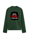 Male Full Sleeve T-Shirt | Regular Fit | 180 GSM Bio-Washed Cotton Blend | Double Stitched Seam | Men | Personalized | DTG | Bold Typography | Humor | Relationships | Everyday | Humorous - front - Bottle Green - mockup 1
