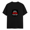 Female Classic Crew T-Shirt | Regular Fit | 180 GSM Bio-Washed Cotton Blend | Double Stitched Seam | Women's | Personalized | DTG | Bold Typography | Humor | Relationships | Everyday | Humorous - back - Black - mockup 2