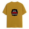 Female Classic Crew T-Shirt | Regular Fit | 180 GSM Bio-Washed Cotton Blend | Double Stitched Seam | Women's | Personalized | DTG | Bold Typography | Humor | Relationships | Everyday | Humorous - back - Mustard Yellow - mockup 2