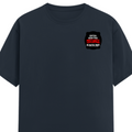 Female Classic Crew T-Shirt | Regular Fit | 180 GSM Bio-Washed Cotton Blend | Double Stitched Seam | Women's | Personalized | DTG | Bold Typography | Humor | Relationships | Everyday | Humorous - left pocket - Navy Blue - mockup 3
