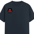 Female Classic Crew T-Shirt | Regular Fit | 180 GSM Bio-Washed Cotton Blend | Double Stitched Seam | Women's | Personalized | DTG | Bold Typography | Humor | Relationships | Everyday | Humorous - right pocket - Navy Blue - mockup 4