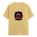 Female Classic Crew T-Shirt | Regular Fit Women's | 180 GSM Bio-Washed Cotton Blend | Double Stitched, Pre-Shrunk | Women | Personalized | DTG | Bold Typography | Humor | Relationships | Everyday | Humorous - back - Beige - mockup 2