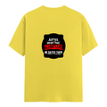 Female Classic Crew T-Shirt | Regular Fit Women's | 180 GSM Bio-Washed Cotton Blend | Double Stitched, Pre-Shrunk | Women | Personalized | DTG | Bold Typography | Humor | Relationships | Everyday | Humorous - back - New Yellow - mockup 2
