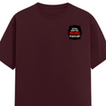 Female Classic Crew T-Shirt | Regular Fit Women's | 180 GSM Bio-Washed Cotton Blend | Double Stitched, Pre-Shrunk | Women | Personalized | DTG | Bold Typography | Humor | Relationships | Everyday | Humorous - left pocket - Maroon - mockup 3