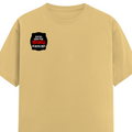 Female Classic Crew T-Shirt | Regular Fit Women's | 180 GSM Bio-Washed Cotton Blend | Double Stitched, Pre-Shrunk | Women | Personalized | DTG | Bold Typography | Humor | Relationships | Everyday | Humorous - right pocket - Beige - mockup 4