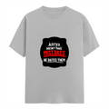 Female Classic Crew T-Shirt | Regular Fit | Women | 180 GSM Bio-Washed Cotton Blend | DTG | Pre-Shrunk | Double Stitched | Personalized | Bold Typography | Humor | Relationships | Everyday | Humorous - front - Grey Melange - mockup 1
