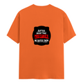 Female Classic Crew T-Shirt | Regular Fit | Women | 180 GSM Bio-Washed Cotton Blend | DTG | Pre-Shrunk | Double Stitched | Personalized | Bold Typography | Humor | Relationships | Everyday | Humorous - back - Orange - mockup 2