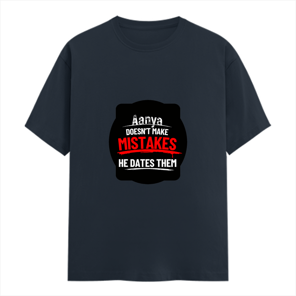 Women's Classic Crew T-Shirt | Regular Fit | 180 GSM Bio-Washed Cotton | DTG Print | Double Stitched | Pre-Shrunk | Personalized | DTG | Bold Typography | Humor | Relationships | Everyday | Humorous - front - Navy Blue - mockup 1