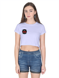 Female Crop Top | Regular Fit Women's | 180 GSM Bio-Washed Cotton | Pre-Shrunk, Double Stitched | Personalized | DTG | Bold Typography | Humor | Relationships | Everyday | Humorous - right pocket - Lavender - mockup 4