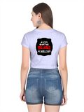 Female Crop Top | Regular Fit Women's | 180 GSM Bio-Washed Cotton Blend | Double Stitched, Pre-Shrunk | Personalized | DTG | Bold Typography | Humor | Relationships | Everyday | Humorous - back - Lavender - mockup 2