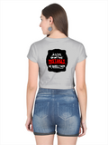Female Crop Top | Women's Regular Fit | 180 GSM Bio-Washed Cotton | Double Stitched & Pre-Shrunk | Her | Personalized | DTG | Bold Typography | Humor | Relationships | Everyday | Humorous - back - Grey Melange - mockup 2
