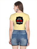 Female Crop Top | Women's Regular Fit | 180 GSM Bio-Washed Cotton | DTG Ready | Double Stitched, Pre-Shrunk | Personalized | DTG | Bold Typography | Humor | Relationships | Everyday | Humorous - back - Beige - mockup 2