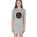 Female T-Shirt Dress | Regular Fit Women's | 180 GSM Bio-Washed Cotton Blend DTG | With Pockets | Personalized | DTG | Bold Typography | Humor | Relationships | Everyday | Humorous - front - Grey Melange - mockup 1