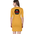 Female T-Shirt Dress | Regular Fit Women's | 180 GSM Bio-Washed Cotton Blend DTG | With Pockets | Personalized | DTG | Bold Typography | Humor | Relationships | Everyday | Humorous - back - Golden Yellow - mockup 2
