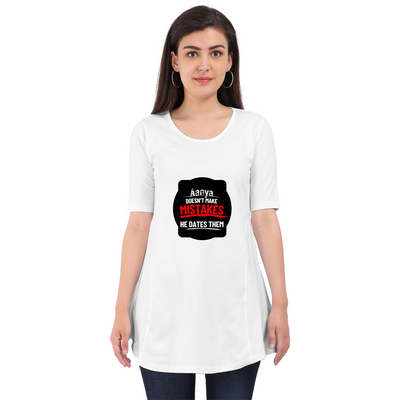 Female Maternity Dress | Regular Fit Women's | 180 GSM Bio-Washed Fabric | Double Stitched & Folded Neck | Personalized | DTG | Bold Typography | Humor | Relationships | Everyday | Humorous - front - White - mockup 1
