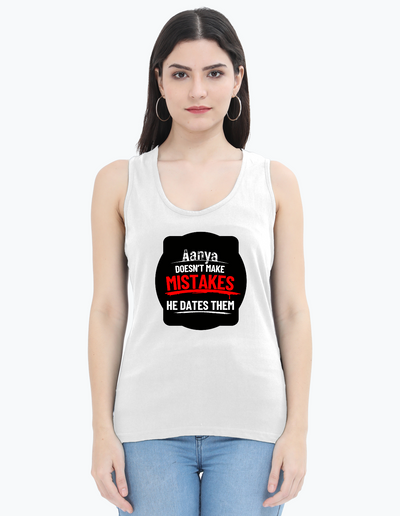 Female Womens Tank Top | Regular Fit | 180 GSM Bio-Washed Cotton | Pre-Shrunk, Double Stitched | Women | Personalized | DTG | Bold Typography | Humor | Relationships | Everyday | Humorous - front - White - mockup 1