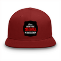 Classic Snapback Cap | Adjustable Fit | Heavy Cotton | Structured Flat Brim | Unisex | Personalized | Embroidery | Typography | Humor | Relationships | Everyday | Humorous - front - Red - mockup 1