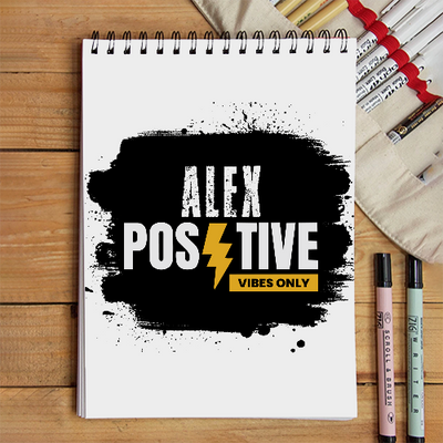 Sketchbook | A5 Spiral Bound | Digital Print Cover | 140 GSM Paper | Unisex | Personalized | Graphic | Positivity | Self-motivation | Everyday | Energetic | Positive Vibes - front - White - mockup 1
