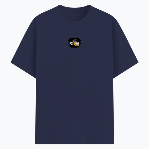 Basic T-Shirt | Unisex Fit XS-2XL | Poly-Cotton Blend Soft Finish | Durable Stitching, Lycra Rib Neck | Adults | Personalized | Graphic | Positivity | Self-motivation | Everyday | Energetic | Positive Vibes - front - Navy Blue - mockup 1