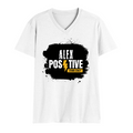 Men's V-Neck T-Shirt | Regular Fit | 180 GSM Bio-Washed Cotton | DTG Print | Double Stitched, Pre-Shrunk | Personalized | Graphic | Positivity | Self-motivation | Everyday | Energetic | Positive Vibes - front - White - mockup 1