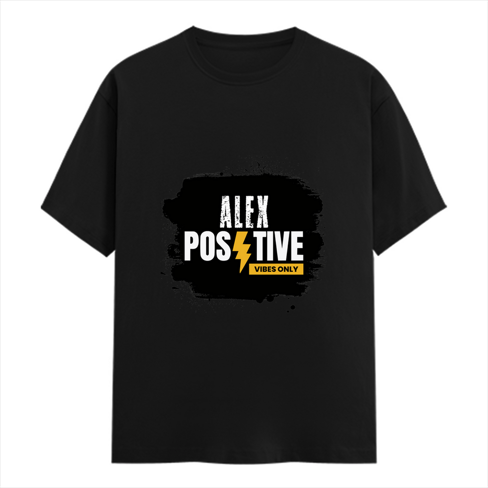 Female Classic Crew T-Shirt | Regular Fit Women's | 180 GSM Bio-Washed Cotton Blend | Double Stitched, Pre-Shrunk | Women | Personalized | Graphic | Positivity | Self-motivation | Everyday | Energetic | Positive Vibes - front - Black - mockup 1