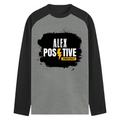 Male Raglan T-Shirt | Men's Regular Fit | 180 GSM Bio-Washed Cotton | Pre-Shrunk, Double Stitched | Full Sleeve | Personalized | Graphic | Positivity | Self-motivation | Everyday | Energetic | Positive Vibes - front - mockup 1