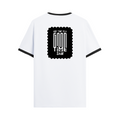 Ringer T-shirt | Unisex Regular Fit | 100% Cotton DTF/DTG | Contrast Rib Neck Bio Washed Pre-Shrunk | Adults | Personalized | DTF | Typographic | Friendship | Everyday | Joyful | Cherished Company - back - Black White - mockup 2