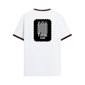 Ringer T-shirt | Unisex Regular Fit | 100% Cotton DTF/DTG | Contrast Rib Neck Bio Washed Pre-Shrunk | Adults | Personalized | DTF | Typographic | Friendship | Everyday | Joyful | Cherished Company - back - Maroon off white - mockup 2