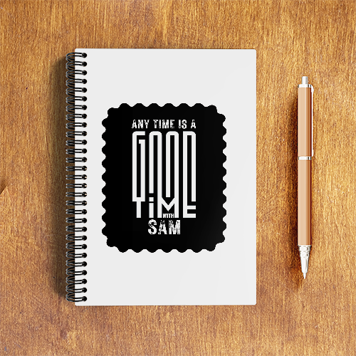 NotePad | A5 Size | Digital Print | 120 Pages | Unisex | Personalized | Typographic | Friendship | Everyday | Joyful | Cherished Company - front - White - mockup 1