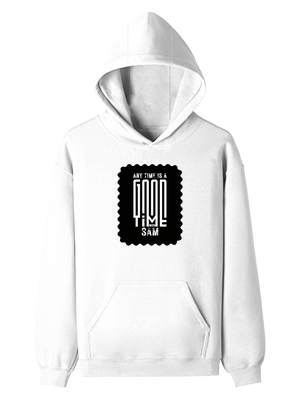 Pullover Hoodie | Unisex | DTG Tri-layer Fabric | Ribbed Cuff & Hem, Regular Fit | Personalized | Typographic | Friendship | Everyday | Joyful | Cherished Company - front - White - mockup 1