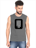 Male Sleeveless T-Shirt | Men's Regular Fit | 180 GSM Bio-Washed Cotton | DTG Printed | Pre-Shrunk, Double Stitched | Personalized | Typographic | Friendship | Everyday | Joyful | Cherished Company - front - Charcoal Melange - mockup 1