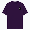 Basic T-Shirt | Unisex Fit | Poly-Cotton Blend | Bio & Silicon Washed | Durable Lycra Rib Neck | Adults | Personalized | Typographic | Friendship | Everyday | Joyful | Cherished Company - left pocket - Purple - mockup 3