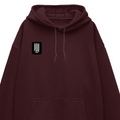 Oversized Hoodie | Relaxed Fit, Drop Shoulder | 400 GSM Cotton Blend | Pre-Shrunk, Warm | Unisex | Personalized | Typographic | Friendship | Everyday | Joyful | Cherished Company - right pocket - Maroon - mockup 4