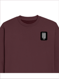 Oversized Sweatshirt | Relaxed Fit Drop Shoulder | 400 GSM Cotton Blend DTG | Pre-Shrunk Bio-Washed | Unisex Adult | Personalized | Typographic | Friendship | Everyday | Joyful | Cherished Company - left pocket - Maroon - mockup 3